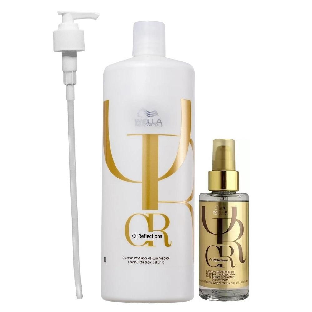 Wella Professionals Oil Reflections - Kit Shampoo 1L + Óleo 100ml + Válvula Pump