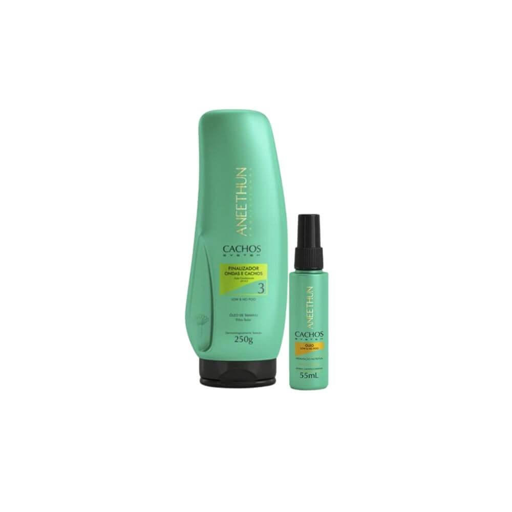 Aneethun Cachos Finalizador Ondas e Cachos 250g + Óleo Low No Poo Hidratação 55ml