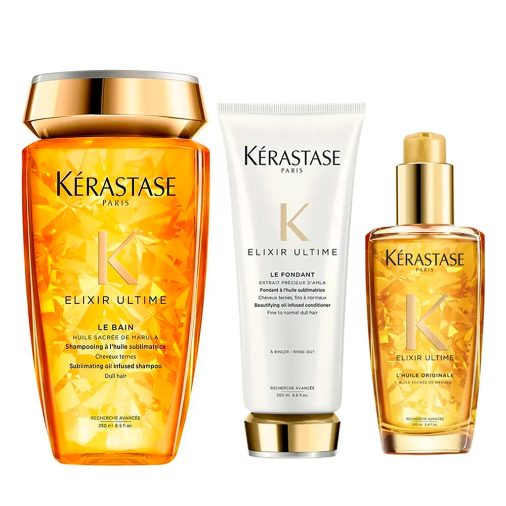 Kit Elixir Kérastase - Shampoo + Condicionador + L'Huile Originale