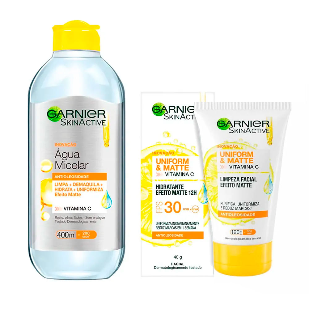 Garnier Skin Cuidados Faciais Anti-oleosidade Kit – Água Micelar + Hidratante Facial Matte