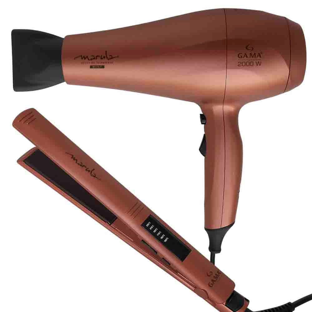 Kit Secador e Prancha de Cabelo Gama Led Marula Bivolt