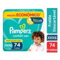 Fralda Pampers Confort Sec Noturna XXXG 19kg 74 Unidades XXXG