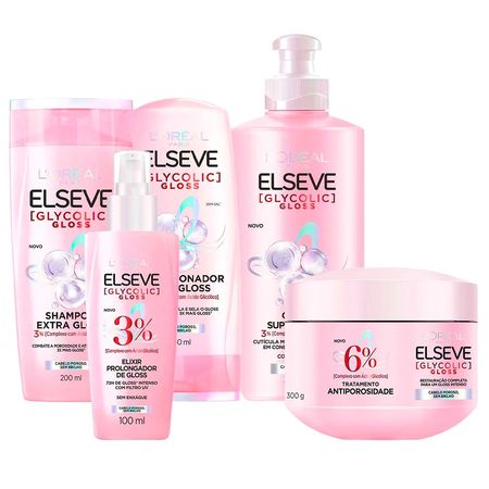 Elseve-Glycolic-Gloss-Kit---Shampoo-+-Condicionador-+-Creme-Super-Gloss-+-Creme-de-Tratamento-+-Sérum-Kit--1