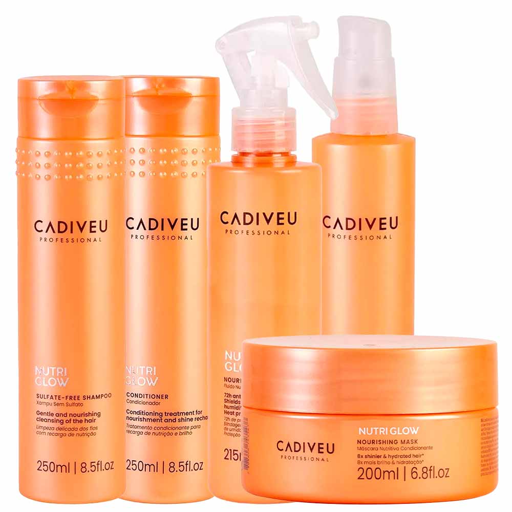 Cadiveu Professional Nutri Glow Kit – Shampoo + Condicionador + Máscara + Leave-in + Booster