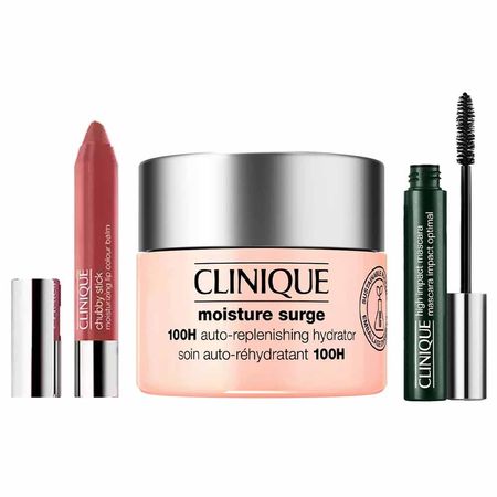 Clinique---Hidratante-Facial-Moisture-Surge-+-Batom-Chubby-Stick-+-Máscara-de-Cílios-High-Impact-Kit-Presenteável-Kit--1