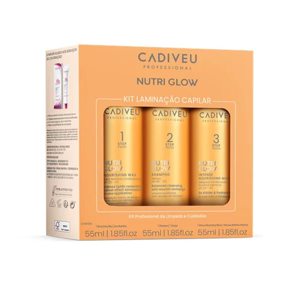 Cadiveu Professional Mini Kit Laminação Capilar Shampoo 55ml, Cera Nutritiva 55ml, Máscara Nutritiva 55ml