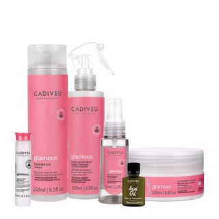 Kit Cadiveu Professional Essentials Glamour Shampoo Máscara Fluído Ampola Sérum e Açaí Oil 10 (6 produtos)
