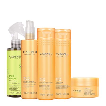 Kit-Cadiveu-Professional-Nutri-Glow-Shampoo-Condicionador-Máscara-Fluído-e-Leave-in--1