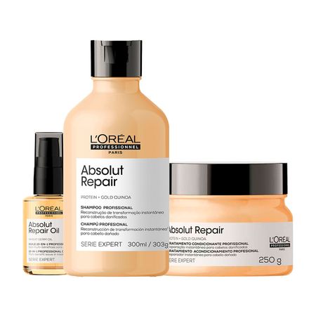 Kit-L'oréal-Professionnel-Serie-Expert-Absolut-Repair-Gold-Quinoa---Shampoo-300-ml-+-Máscara-De-Reparação-250-G-+-Óleo-Capilar-30-ml--1