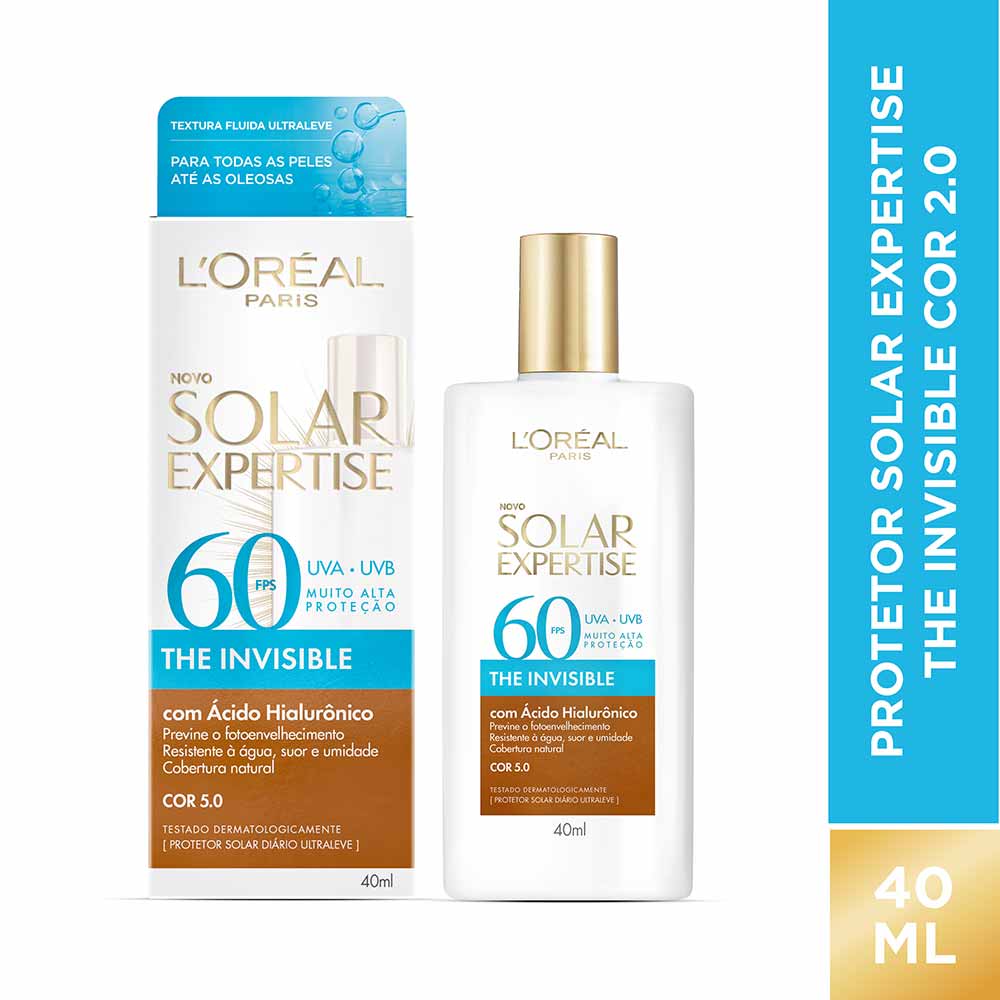 Protetor Solar com Cor L'oreal Paris - Solar Expertise The Invisible FPS60