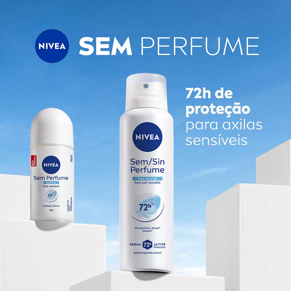 NIVEA Desodorante Antitranspirante Aerossol Sem Perfume Pele Sensível