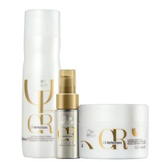 Kit Wella Professionals Oil Reflections Light - Shampoo 250ml + Máscara Capilar 150ml + Óleo Capilar Light 30ml