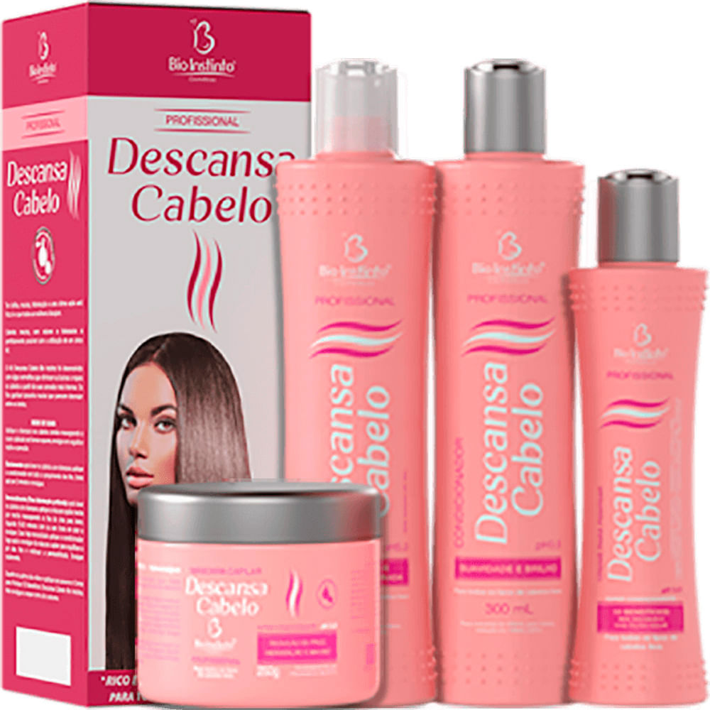 Bio Instinto Descansa Cabelo - Kit Antifrizz Cabelos Lisos - 4 Un