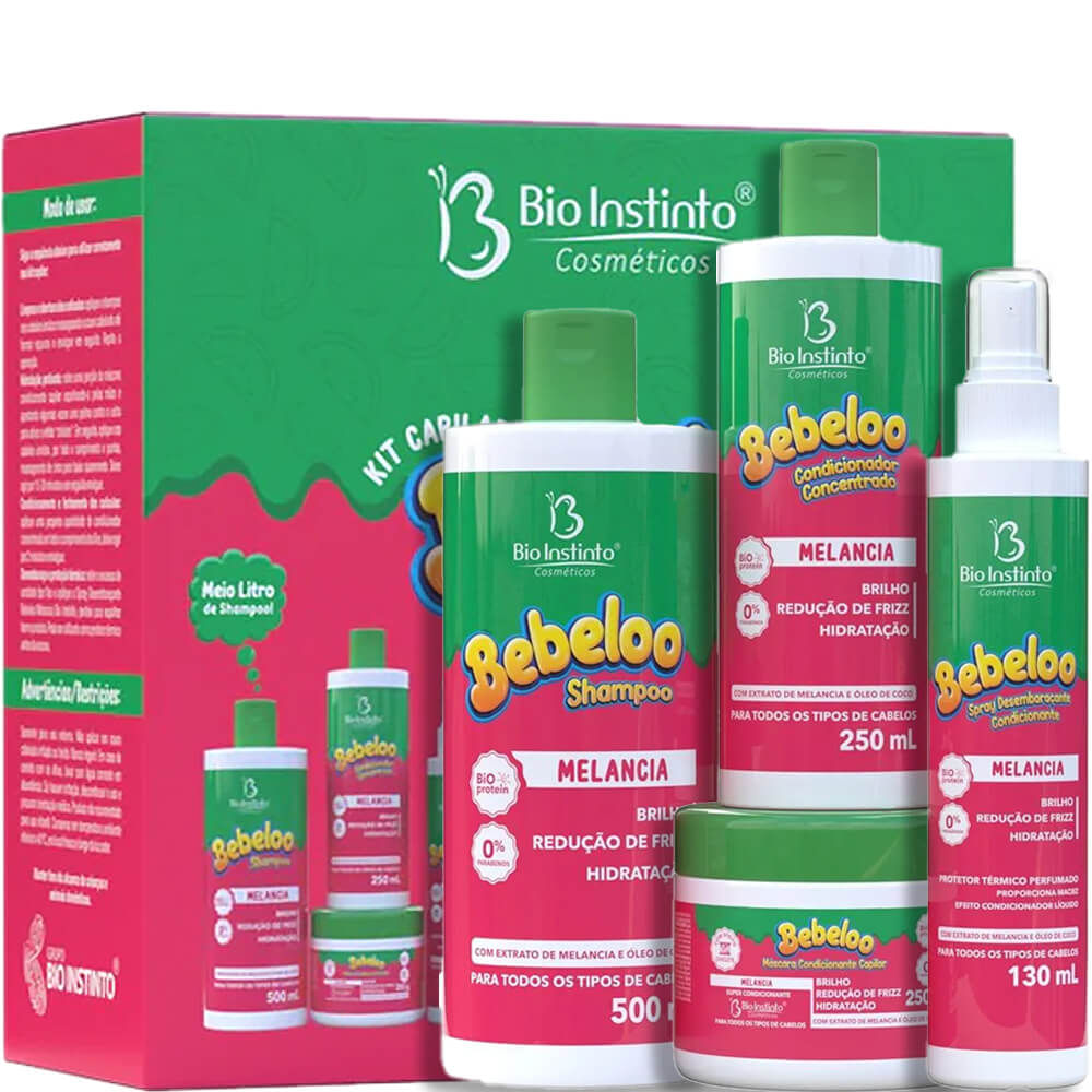 Bio Instinto Bebeloo Melancia - Kit Capilar Brilho Antifrizz (4 Produtos)