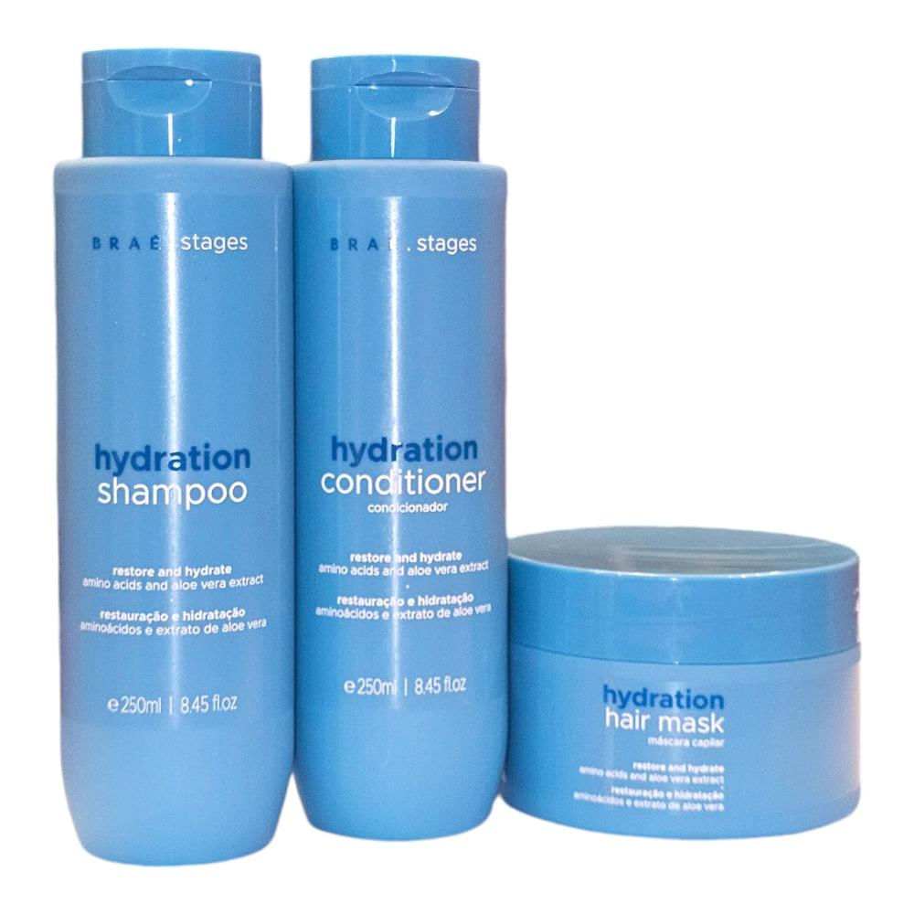 Kit Braé Stages Hydration - Shampoo 250ml + Condicionador 250ml + Máscara 200g