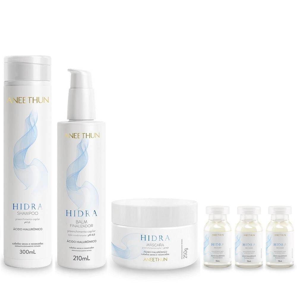 Kit Aneethun Hidra - Shampoo 300ml + Máscara 250g + Finalizador 210ml + Ampolas 13ml 3 Und