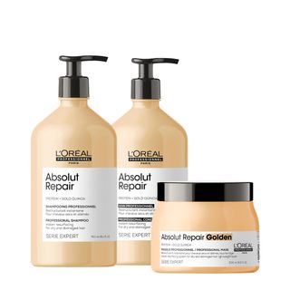 Kit L'Oréal Professionnel Absolut Repair Gold Quinoa Protein Shampoo Condicionador e Máscara G (3 produtos)