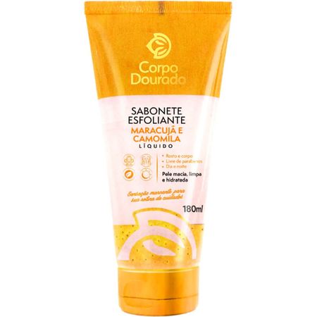 Corpo-Dourado---Sabonete-Esfoliante-Líquido-Rosto-e-Corpo-Maracujá-e-Camomila-180ml--1