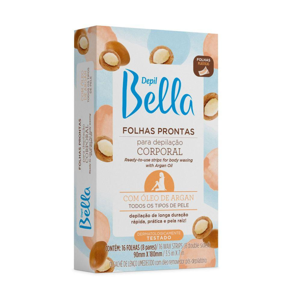 Depil Bella Folhas Prontas para Depilação Corporal Óleo de Argan 16 Unidades