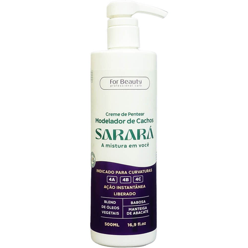 For Beauty Sarará - Creme de Pentear Modela Cachos 4A 4B 4C Vegano 500ml