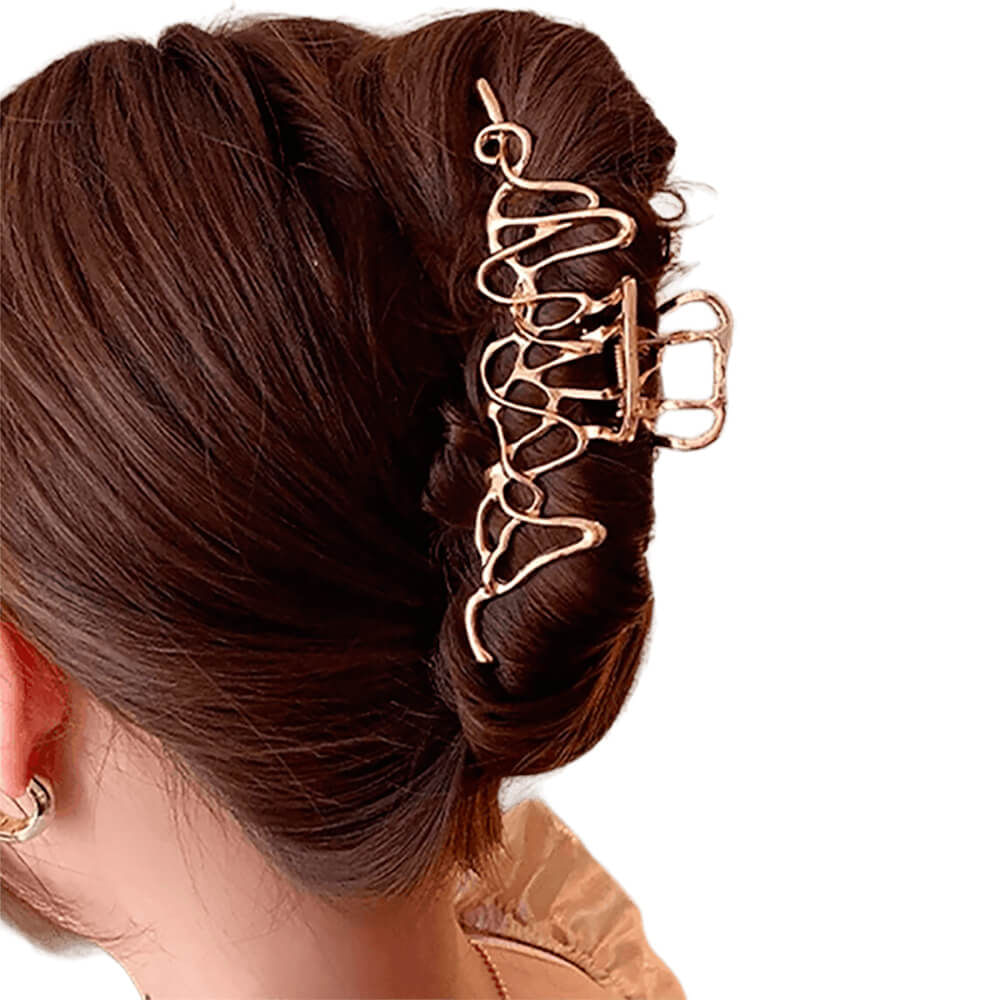 Nobrand - Presilha Piranha de Cabelo Metal Mesh Dourada