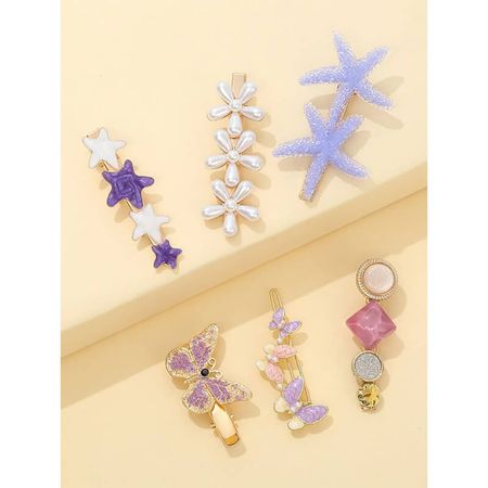 Nobrand---Kit-Grampos-de-Cabelo-Borboleta-e-Estrela-do-Mar-Multicor-(6-Peças)--3