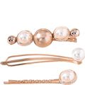 Nobrand - Kit Grampos de Cabelo Pérola Artificial Dourado (3 Peças)
