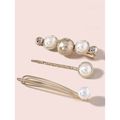 Nobrand - Kit Grampos de Cabelo Pérola Artificial Dourado (3 Peças)