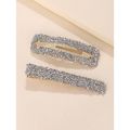 Nobrand - Kit Grampos de Cabelo Geométricos Strass Prateado (2 Peças)