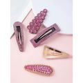 Nobrand - Kit Grampos de Cabelo Strass Rosa (5 Peças)