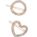 Nobrand - Kit Grampos de Cabelo Strass Redondo e Coração Multicor (2 Peças)