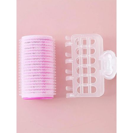 Nobrand---Kit-Bobes-de-Cabelo-com-Velcro-e-Presilha-23mm-Nº-2-Rosa-(3-Peças)--5