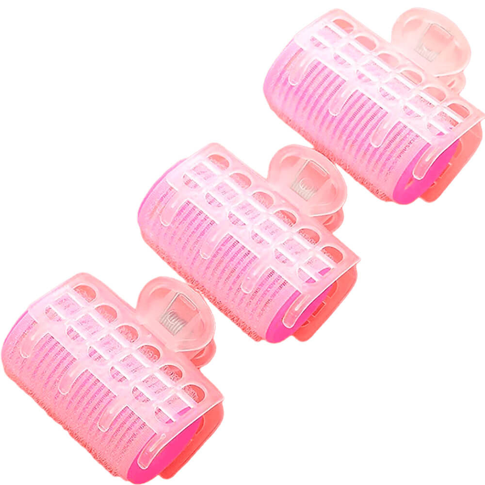 Nobrand - Kit Bobes de Cabelo com Velcro e Presilha 23mm Nº 2 Rosa (3 Peças)