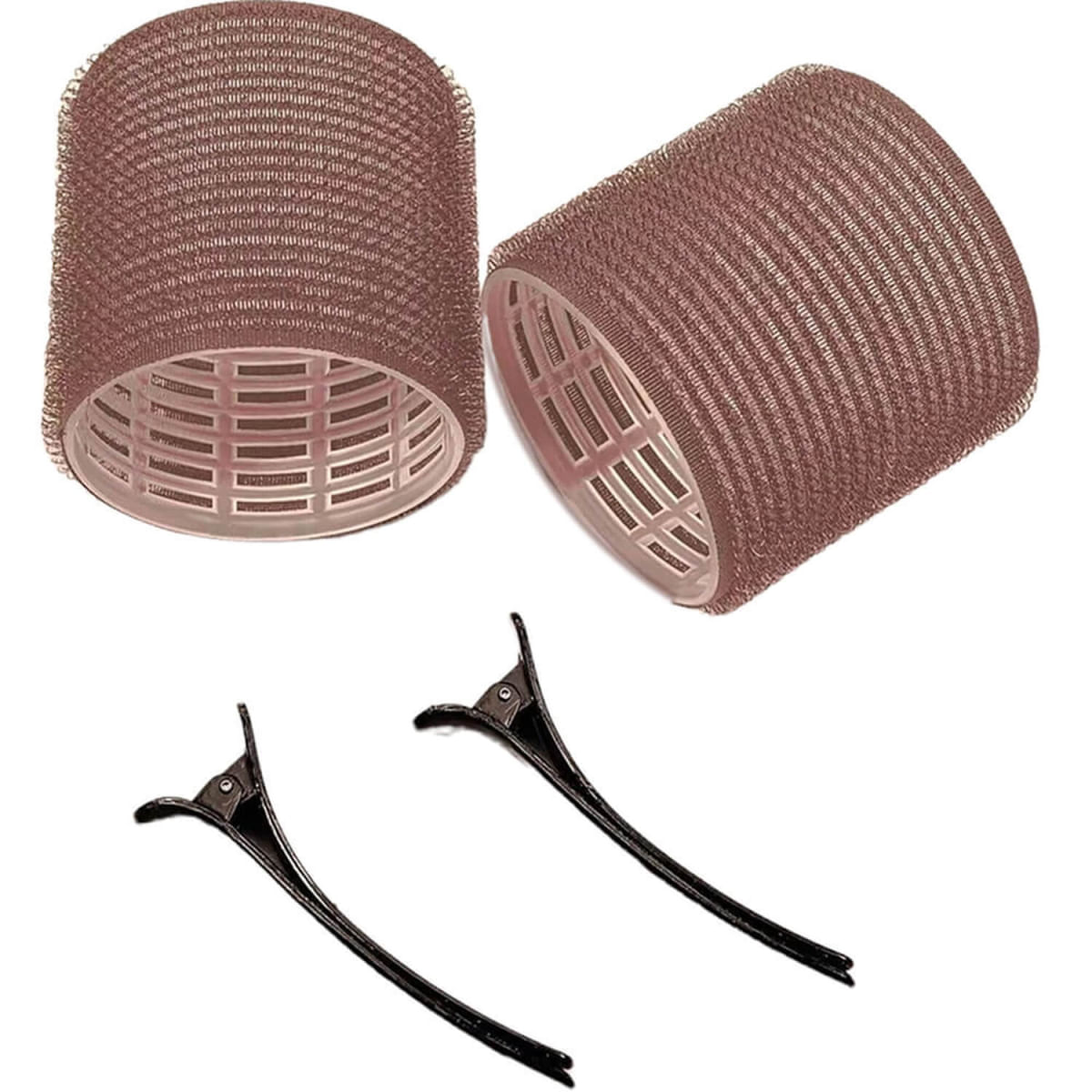 Nobrand - Kit Bobes de Cabelo com Velcro e Grampo 60mm Nº 8 Marrom (2 Peças)
