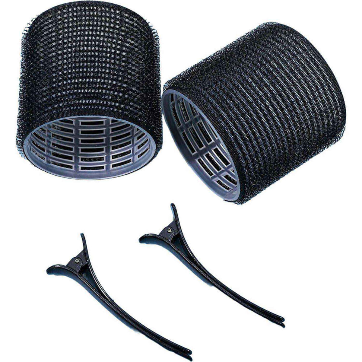 Nobrand - Kit Bobes de Cabelo com Velcro e Grampo 60mm Nº 8 Preto (2 Peças)