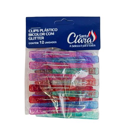Santa-Clara---Kit-Clips-de-Cabelo-Plástico-9cm-Bicolor-com-Glitter-(6-Peças)--3