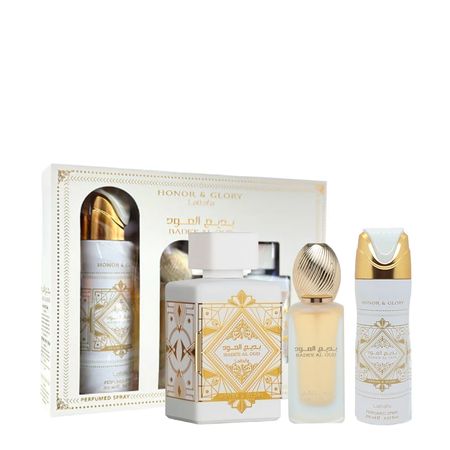Kit-Lattafa-Bae'e-Al-Oud-Honor-&-Glory---Edp-100ml-+-Hair-Mist-50ml-+-Desodorante-200ml-Kit--1