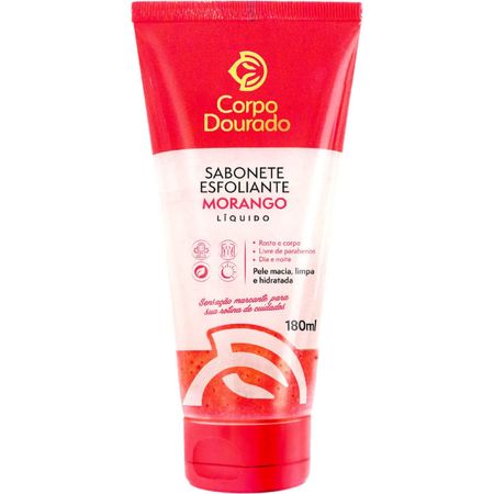 Corpo-Dourado---Sabonete-Esfoliante-Líquido-Rosto-e-Corpo-Morango-180ml--1