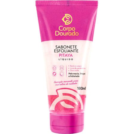 Corpo-Dourado---Sabonete-Esfoliante-Líquido-Rosto-e-Corpo-Pitaya-180ml--1