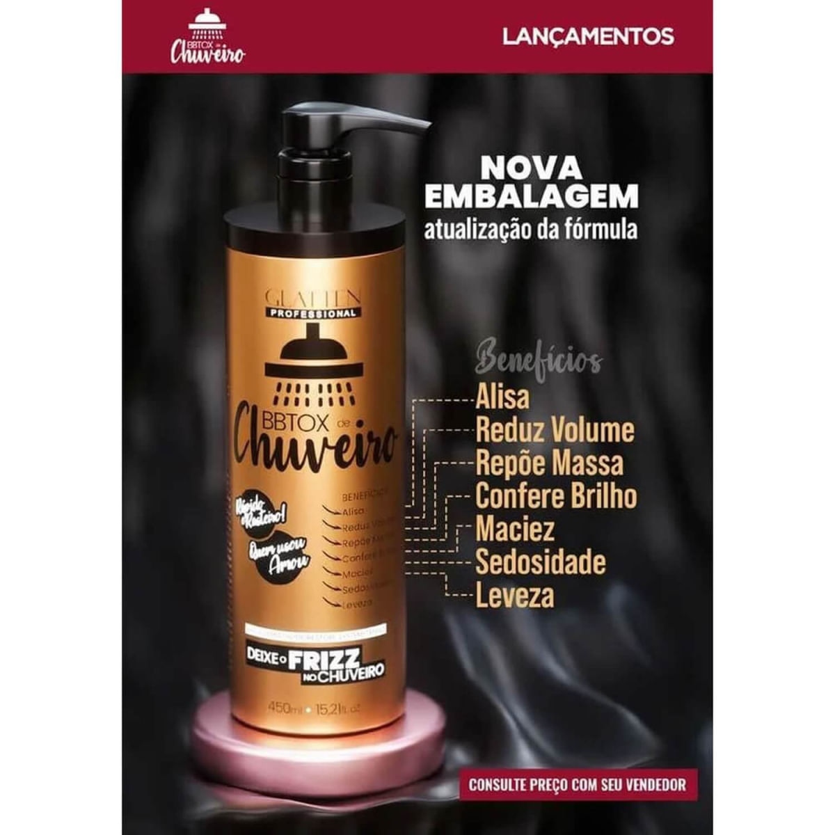 Glatten Bbtox de Chuveiro - Máscara Rápida de Alisamento Redução e