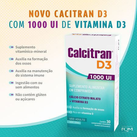 Calcitran-D3-1.000UI-30-Comprimidos---Cálcio-Citrato-Malato-com-Vitamina-D--3