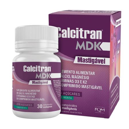 Calcitran-MDK-30-Comprimidos-Mastigáveis---Cálcio-com-Magnésio,-Vitamina-D-e-K--1