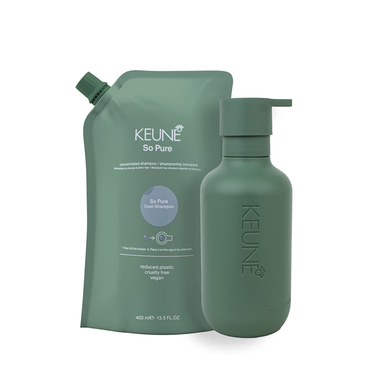 Kit Keune So Pure Cool Shampoo Refil e Dispenser Frasco