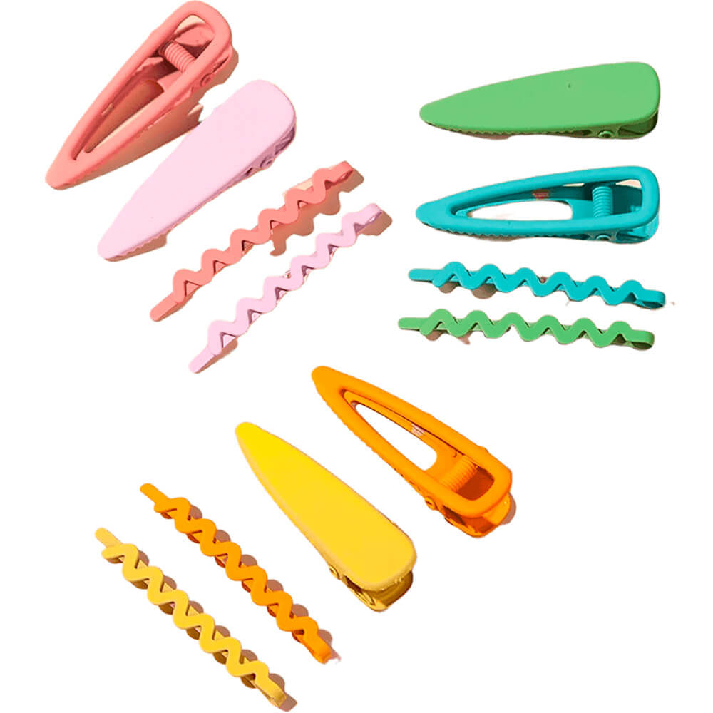 Nobrand - Kit Grampos de Cabelo Acrílico Multicor (12 Peças)