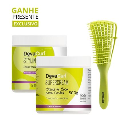 Kit-Deva-Curls-Styling-Cream-500g-+-Super-Cream-500g-+-Escova--5