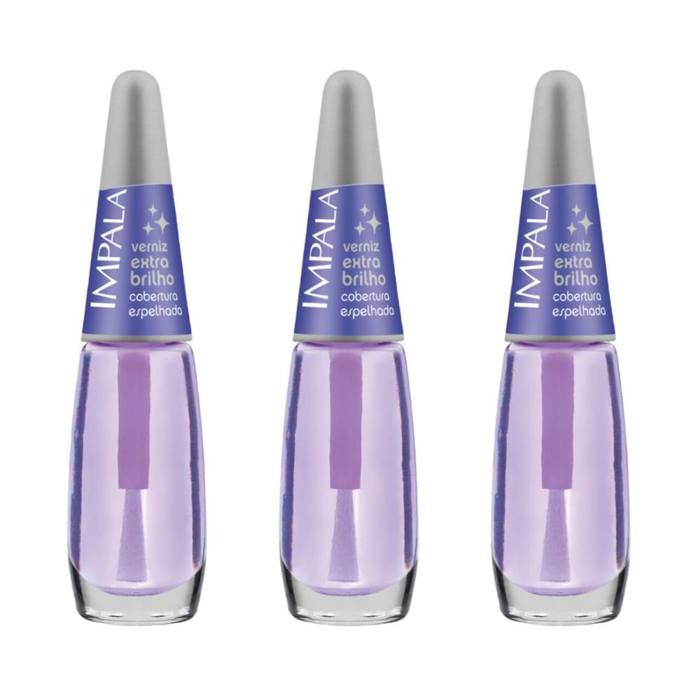Kit Esmalte Verniz Impala Extra Brilho 7,5ml C/3