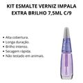 Kit Esmalte Verniz Impala Extra Brilho 7,5ml C/9