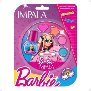 Kit Impala Barbie:1 Esmalte Girl Power e Paleta de Maquiagem Infantil