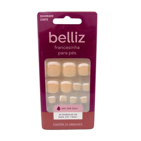 Unhas-Postiças-Francesinha-Para-Pés-Belliz-C/24-Uni-Cód.1208--1