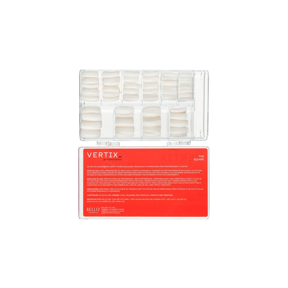 Unha Postiça Vertix Tips Square C/500 Ref 2911